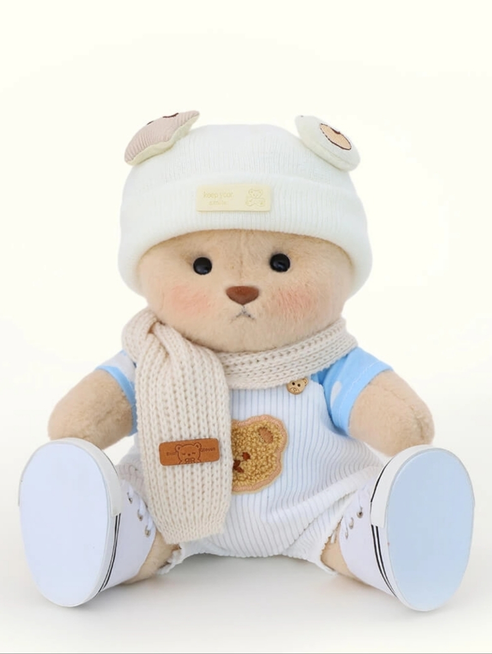 Getahug White Or Brown Overalls  Handmade Jointed Teddy Bear